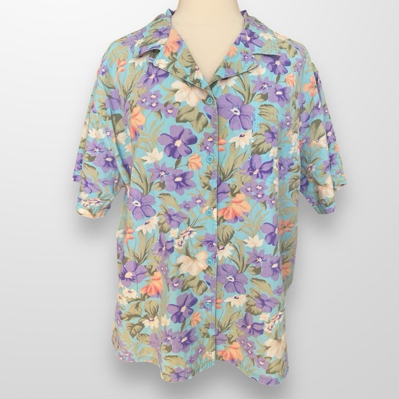 Bobbie Brooks Tops - Bobbie Brooks Woman Size 22 / 24W Top Shirt Button Front Floral Hawaiian